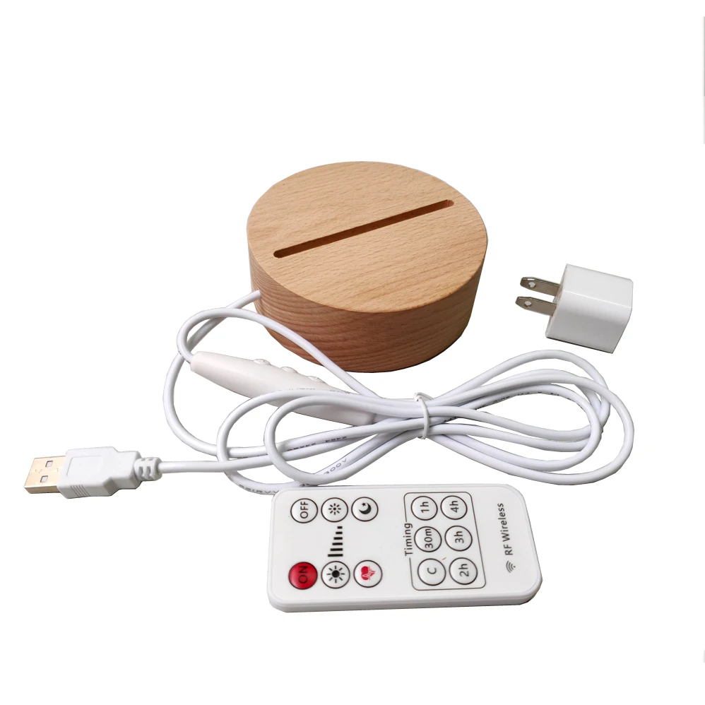 3D Beech led lamp base with Remote control with USB cable adjustable brightness lights for child room