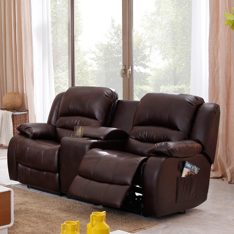 Эко-кожаный диван с откидной подкладкой и ручным откидным креселом