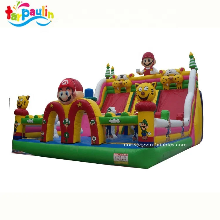 Mario Cartoon Inflatable Amusement Park/Tiger Inflatable Kids Playground/ Jungle Inflatable Toys Games Kids Funland