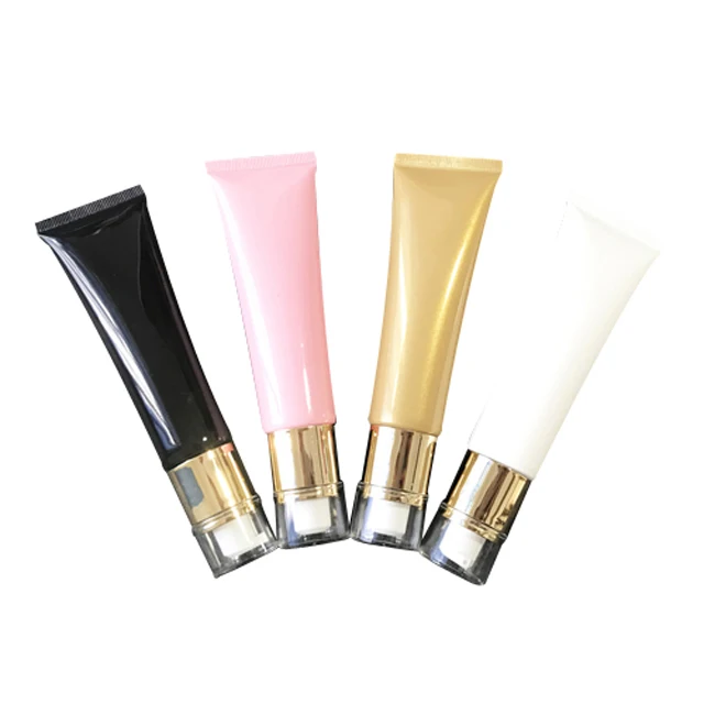 Fuyun 50ml matte black finish cosmetic PE plastic airless jar pump soft tubes for squeeze cosmetic cream lotion