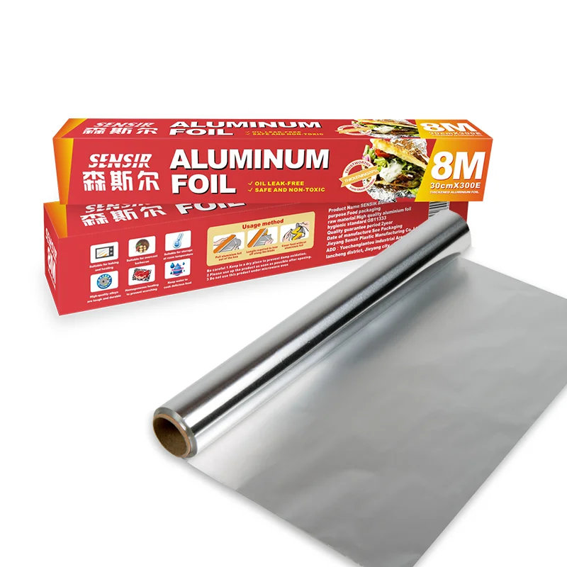 Wholesale  disposable 8011 food grade aluminium foil rolls 10mic 5M /roll with cutter box