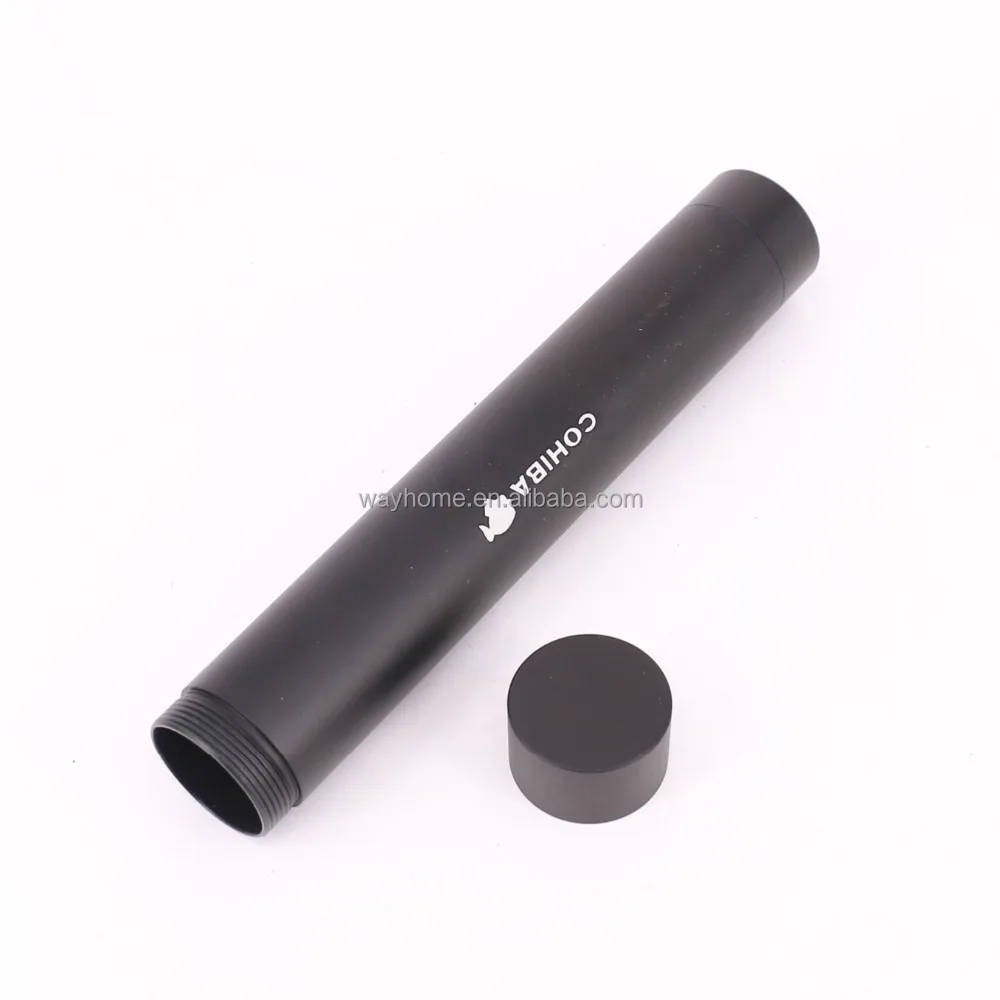 Custom LOGO 56 Ring Black Aluminium Single Cigar Tube Cigar Holder  travel cigar tube case CU-031