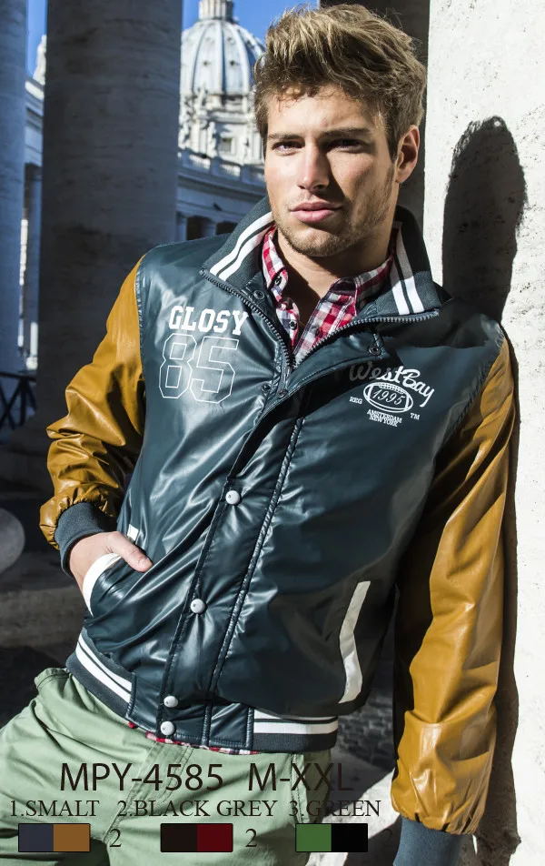 Glo- история коёаный рукав деттерман варсити куртка для мужчин