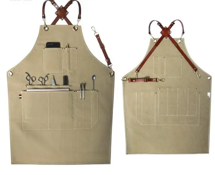 Original hairdresser apron floral gardening nail salon hairdresser western food cafe coffee shop work clothes yellow canvas