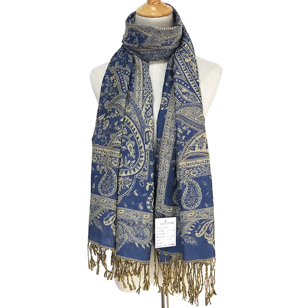 2023 fashionable lady pashmina scarf unique paisley with tassels shawl wholesale