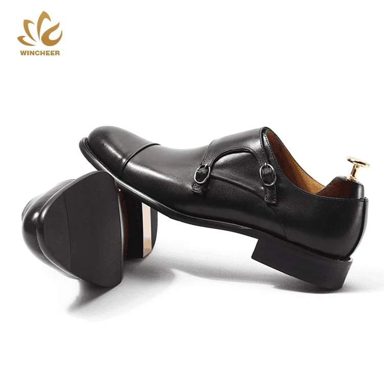 Wholesale Men Flat Shoes Good Quality Wedding Monk Strap Slip on Male Business Shoe Men Leather Dress Shoes