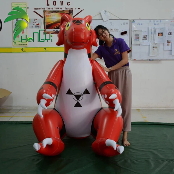 Sitting Red Dragon Inflatable Guilmon Cartoon Toy From Hongyi