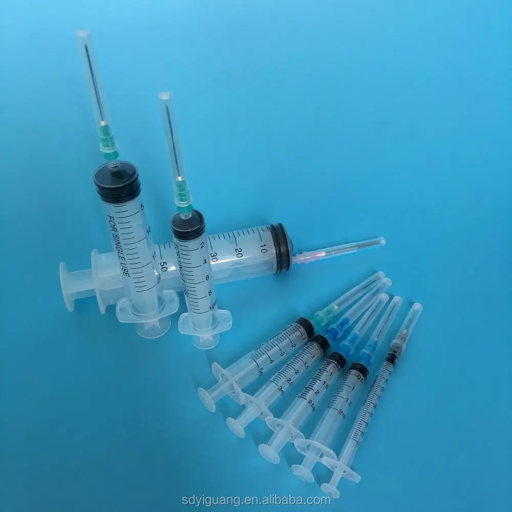 Disposable syringe luer slip with needle 1/2/3/5/10/20/50ml