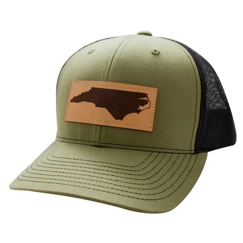 Mens Vintage Custom Embossed Leather Patch Trucker Hat