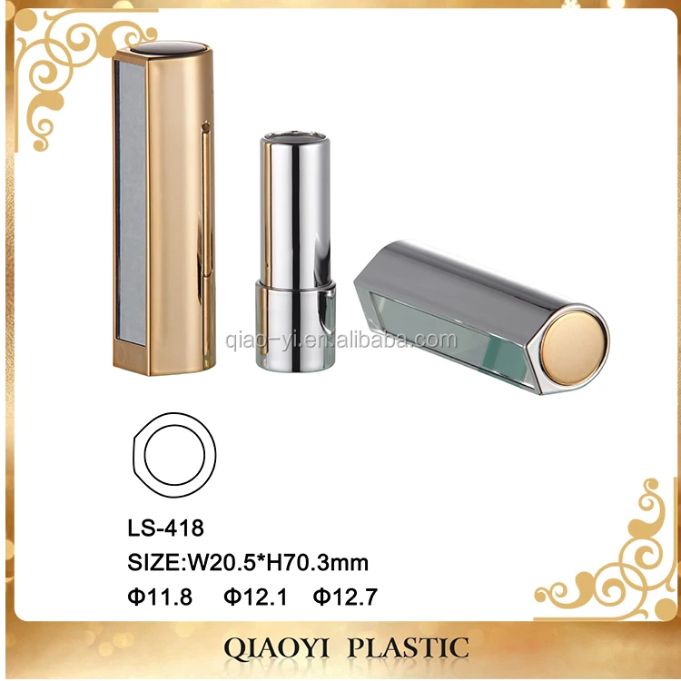 Lipstick Tube Rose Gold Shape Plastic Empty Slim Cosmetic Tubes Lipstick Container with Mirror Cosmetic Packaging LS-418 QIAOYI