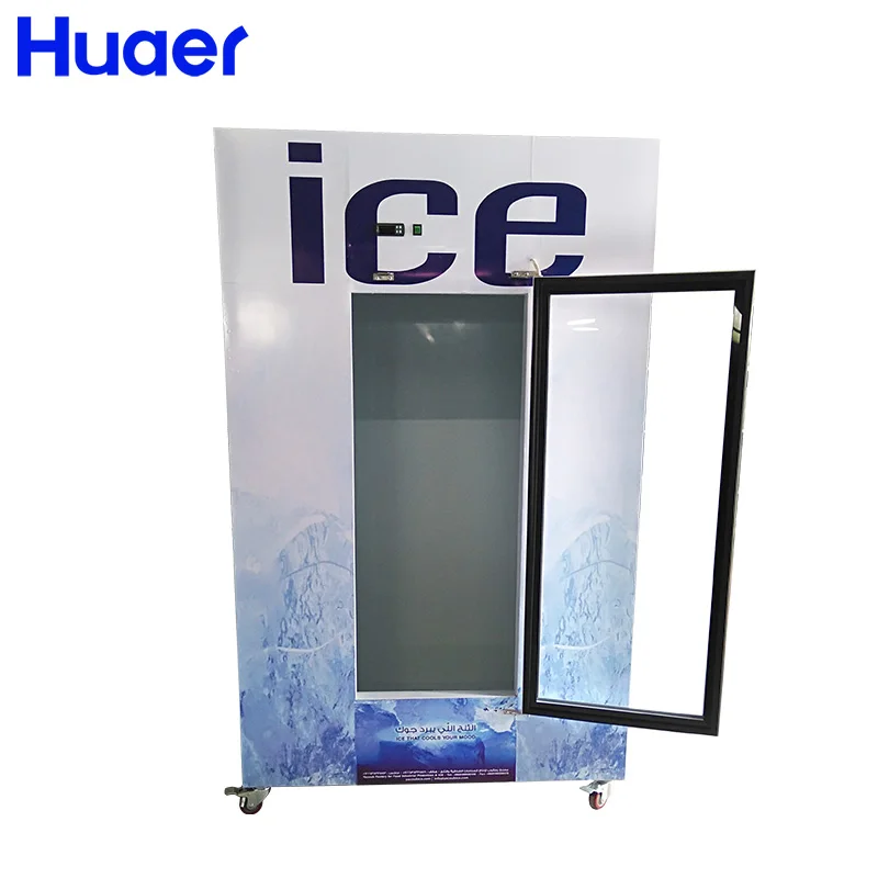 glass door auto defrost deep freezer cold storage bagged ice merchandiser