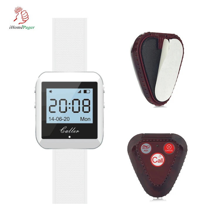 Лучшая Цена Ресторан беспроводной вызова системы наручные часы пейджер и 3 кнопки клавиш