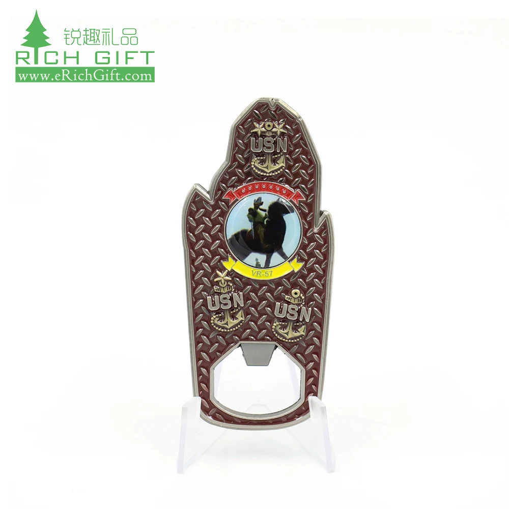 Free sample custom cute vivid coin metal nickel plating epoxy enamel 3D embossed carp fish logo coin bottle opener