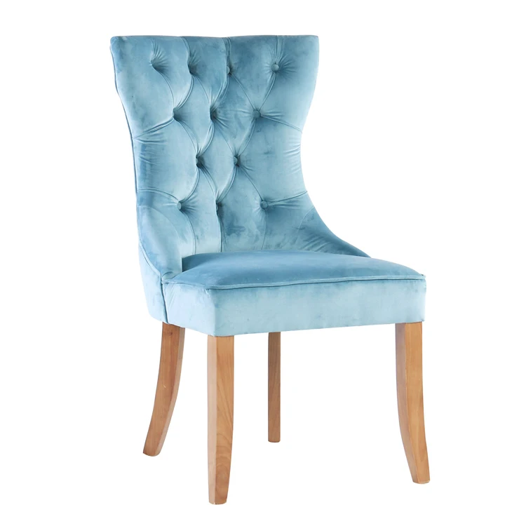 
Tufted Teal Velvet Dining Chair with Button 