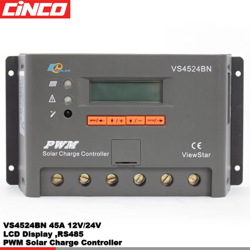 VS4524BN 45A 12V/24V PWM solar charger controller RS485 LCD display