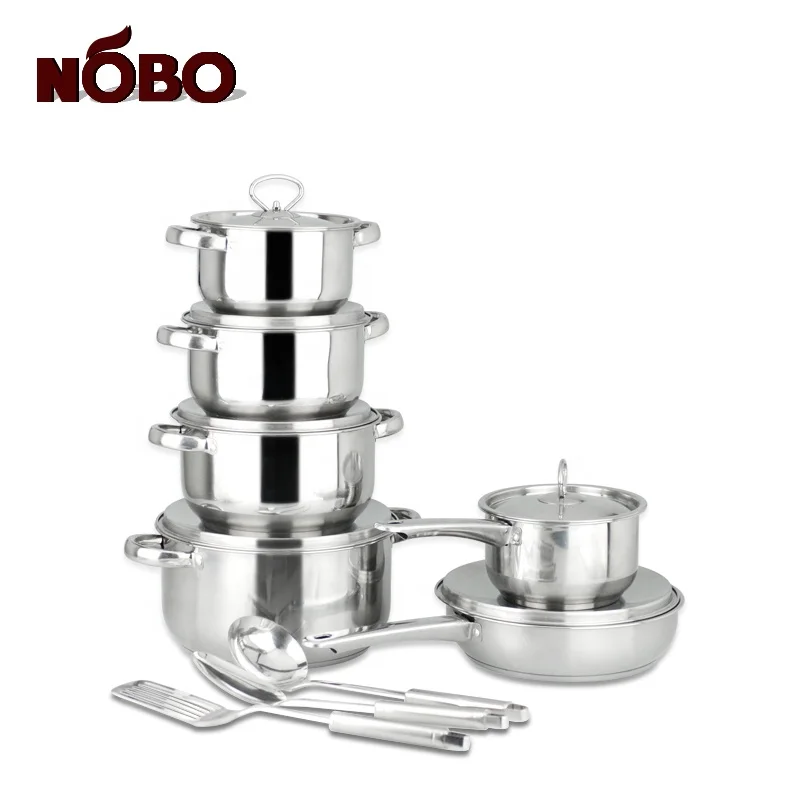 NOBO factory enterprise top selling kitchen pan cooking pot set stainless steel cookware