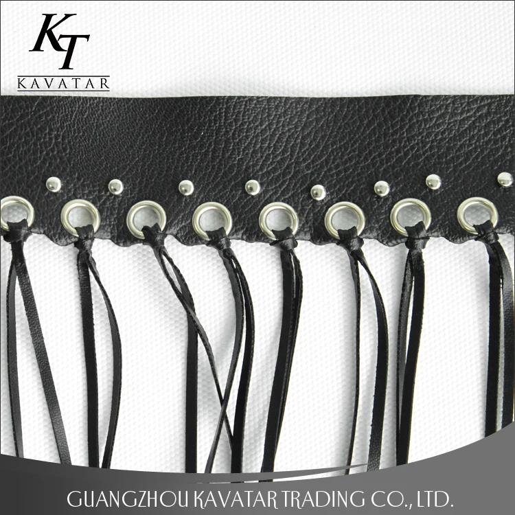 Fashion artificial eyelet leather lace,leather fringe trim for bags and shoes Eyelet belt