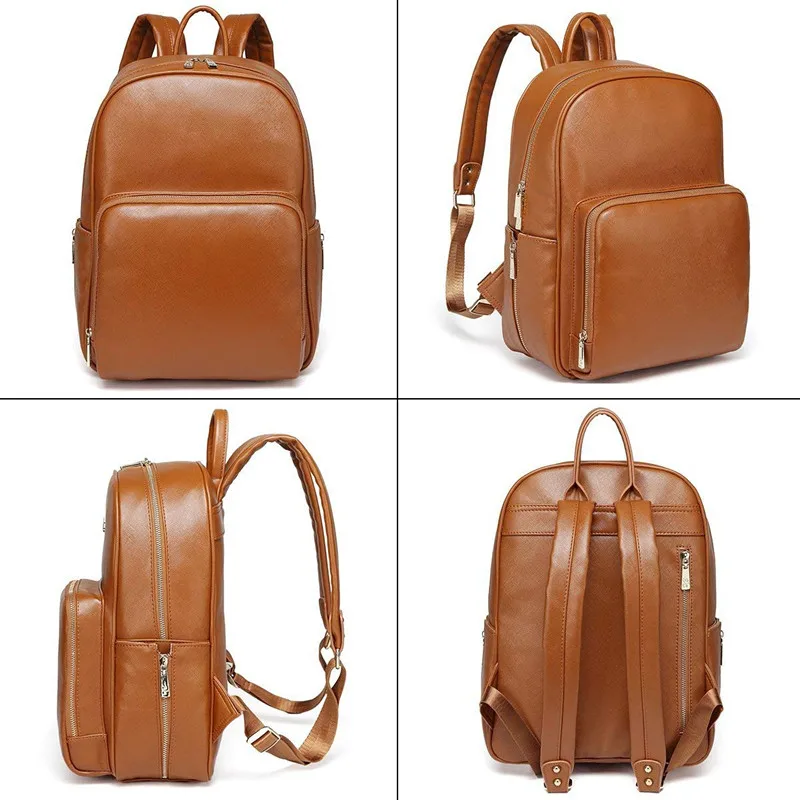 Custom logo Vegan  Leather Diaper Bag Backpack Nappy Bag Baby Bags for Mom