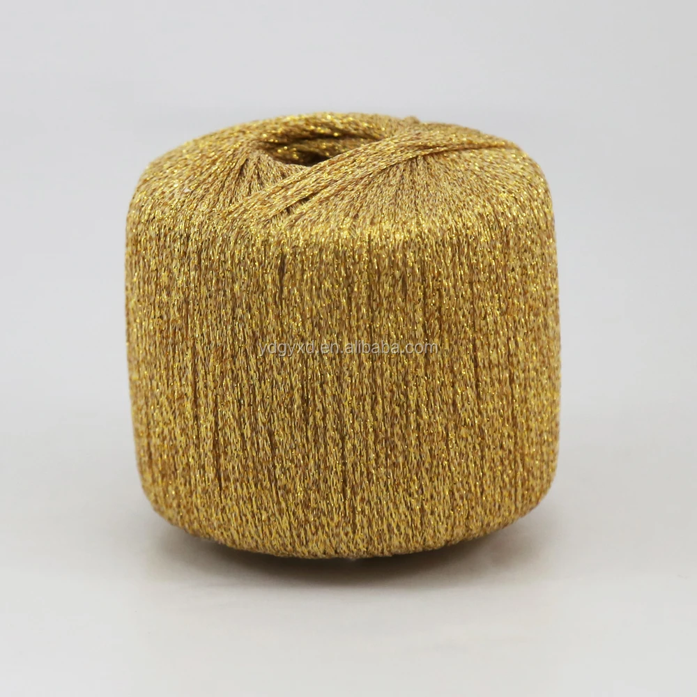 
golden hand knitting metallic lurex yarn for hat 