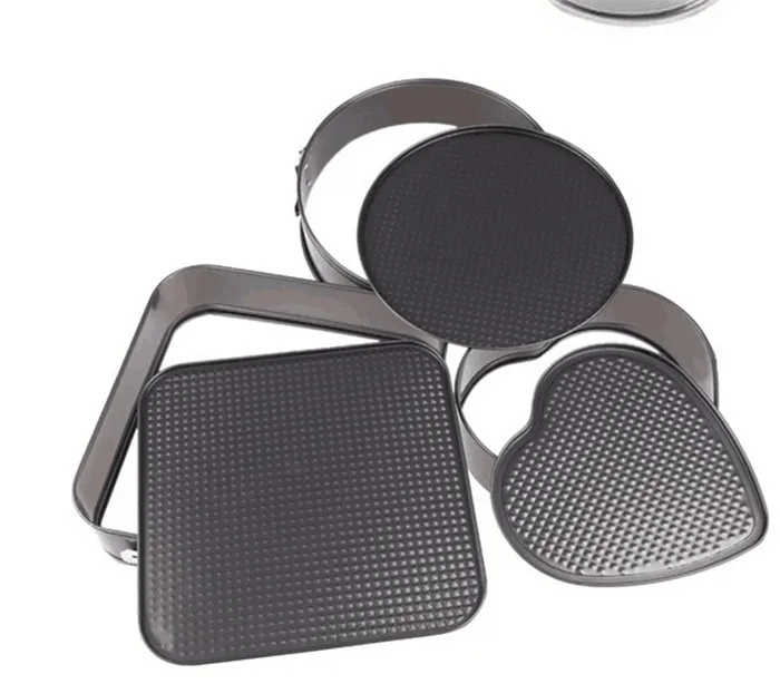 Baking tools 3 sets of square round heart-shaped live bottom buckle cake mold non-stick birthday cake mold