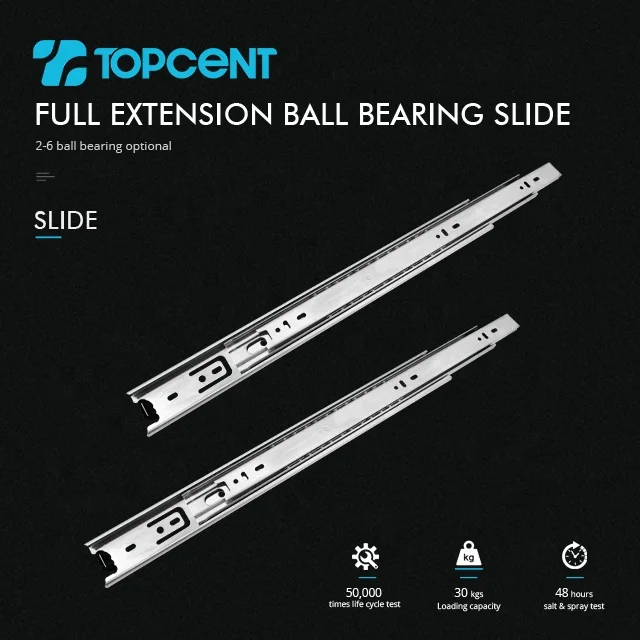 
Topcent furniture narrow ball bearing heavy duty mepla kitchen cabinet rail telescopic channel drawer slide 