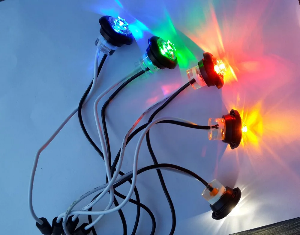 Mini White Clear 0.75 Inch Round Offroad led for Truck Trailer 12v led Side Marker light Clearance Indicator Lamp truck lights