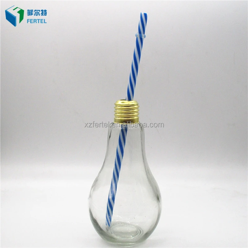 
hot sale light glass bulb lamp drinking bottles for beverage 
