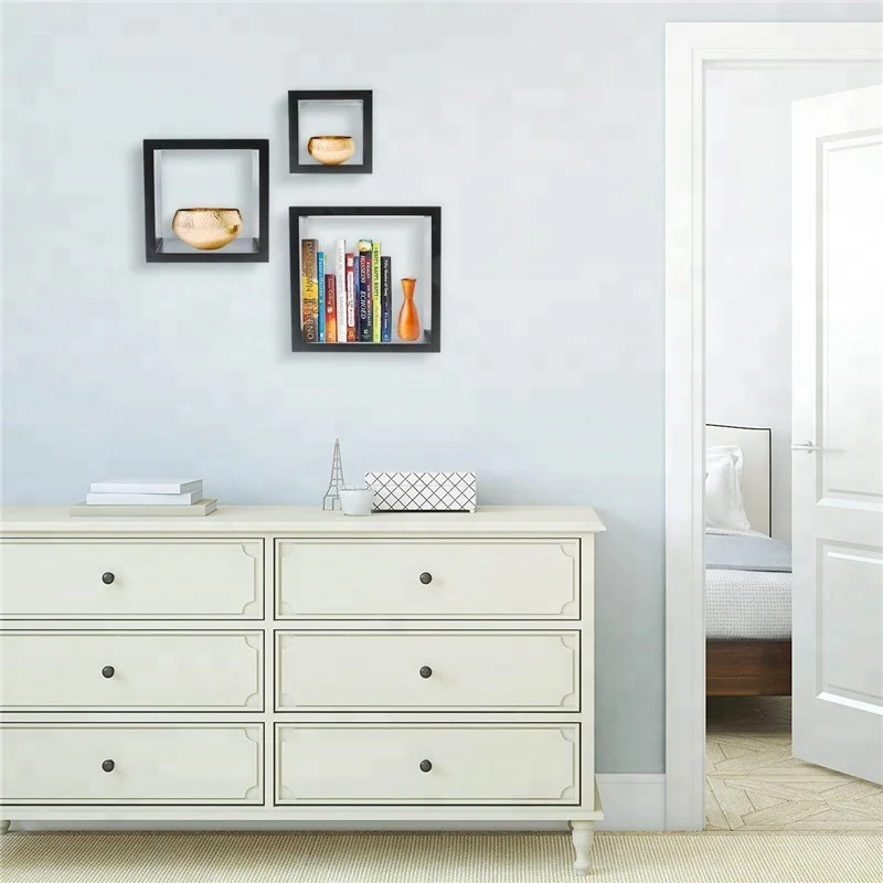 
Square Shaped Wooden Hanging Floating Cube Wall decor Shelf for Home Decoration 