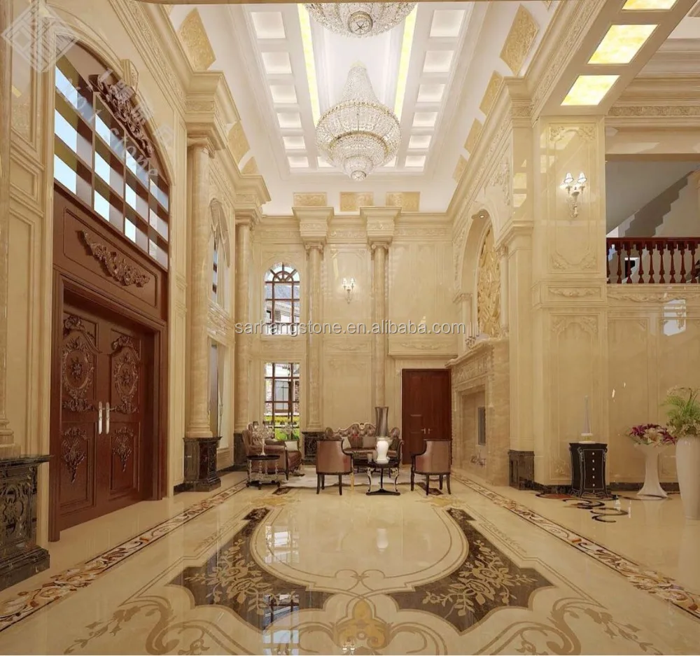 Waterjet marble tiles design floor pattern for lobby decoration