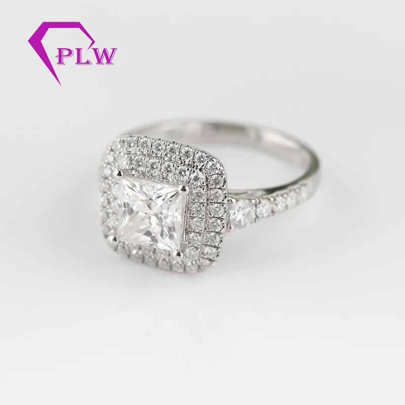 6.5X6.5mm огранка «Принцесса» Центр Муассанит platinum 950 обручальное кольцо для невесты