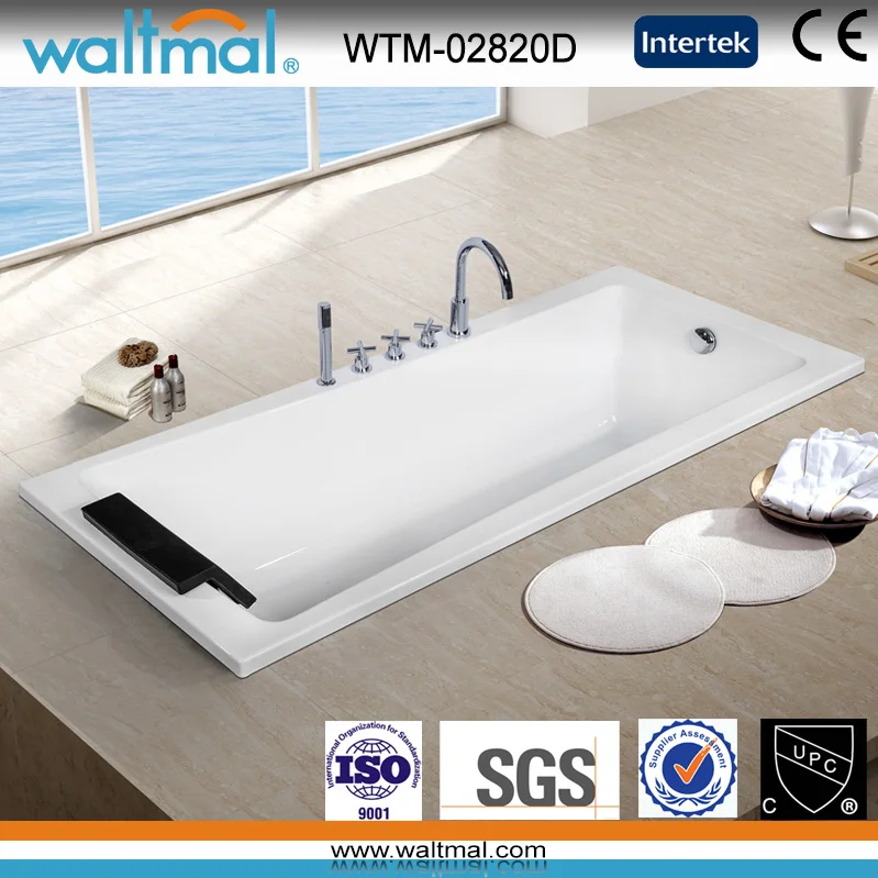 WTM-02820D Factory Wholesale Rectangle Massage capacity indoor whirlpool acrylic bathtub with massage function