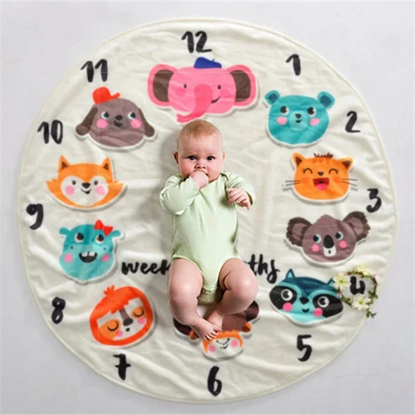 
All Natural Animal Design Coral Flannel Baby Monthly Milestone Blanket Newborn Infant Kids Thick Fleece Baby Blanket Super Soft 