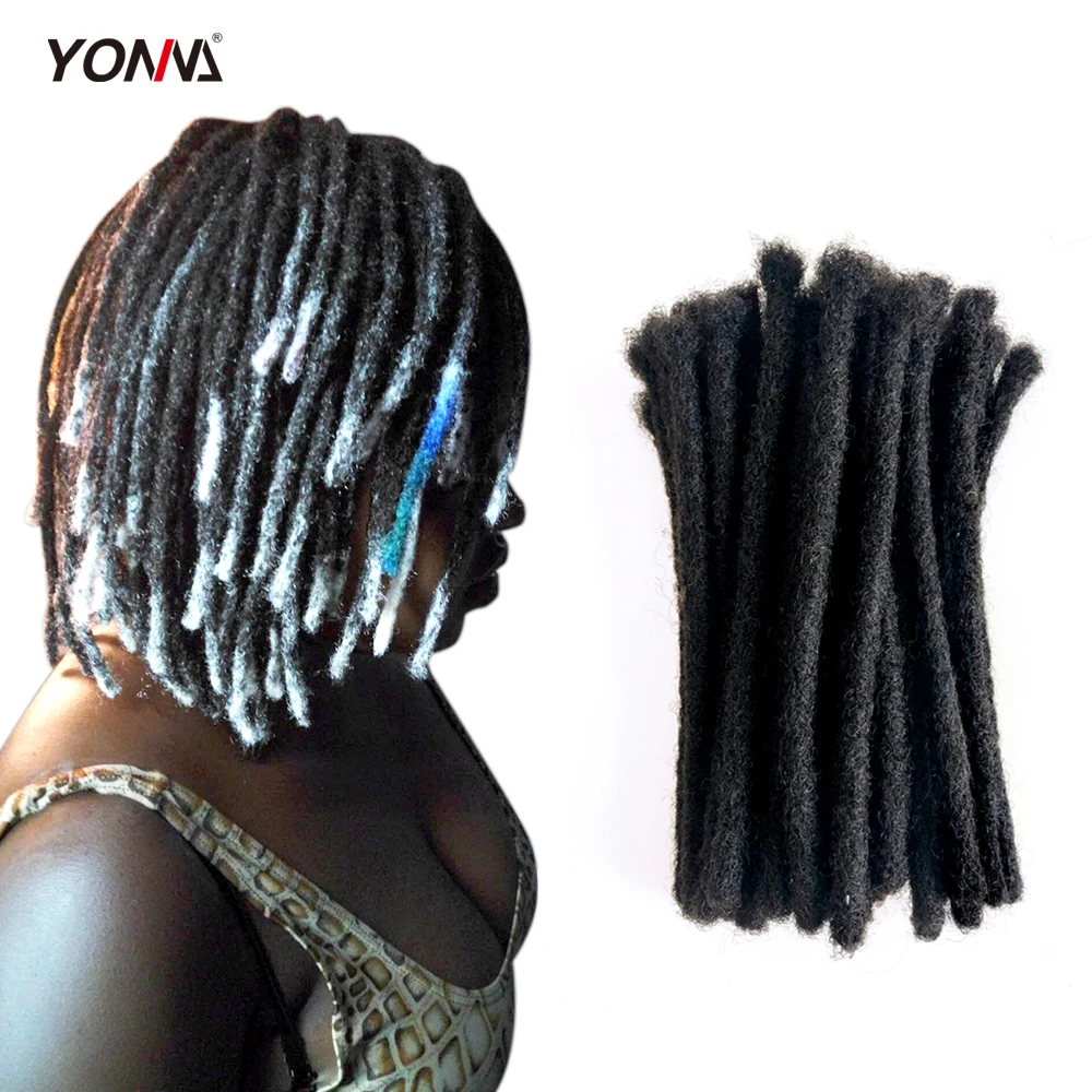 Yotchoi Factory Direct Sales Twist Braids Human Hair Dreadlock Extensions Full Handmade 0.4cm/0.8cm Width For Man/Women