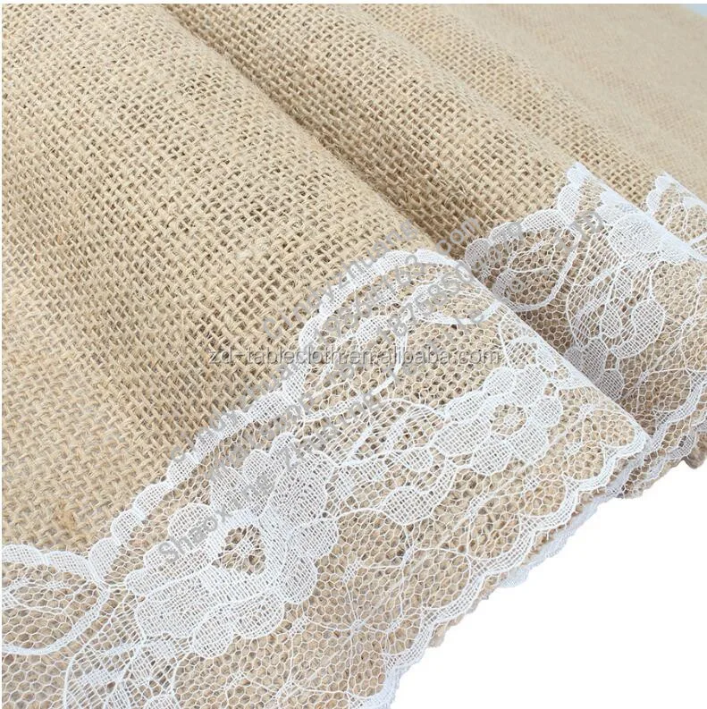 
Elegant natural jute hessian wedding lace sashes for chairs 