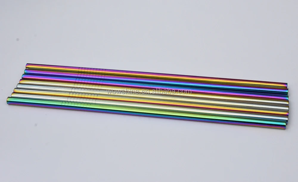 
colorful stainless steel drinking straws 6mm*267mm thickness 0.55mm 