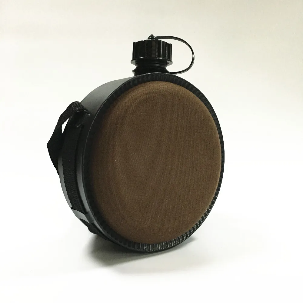 All back wholesale round canteen plastic water bottle with adjustable strap