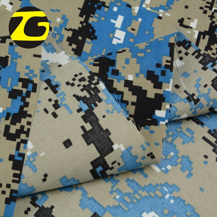 
Shaoxing textile supplier smooth camouflage printed cotton gabardine overall fabric 