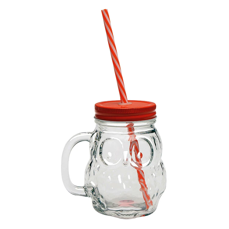 450ml Glass Owl shaped Mason Jars, Owl Mason Jar Glassware, Mason Jar Drinking Glass