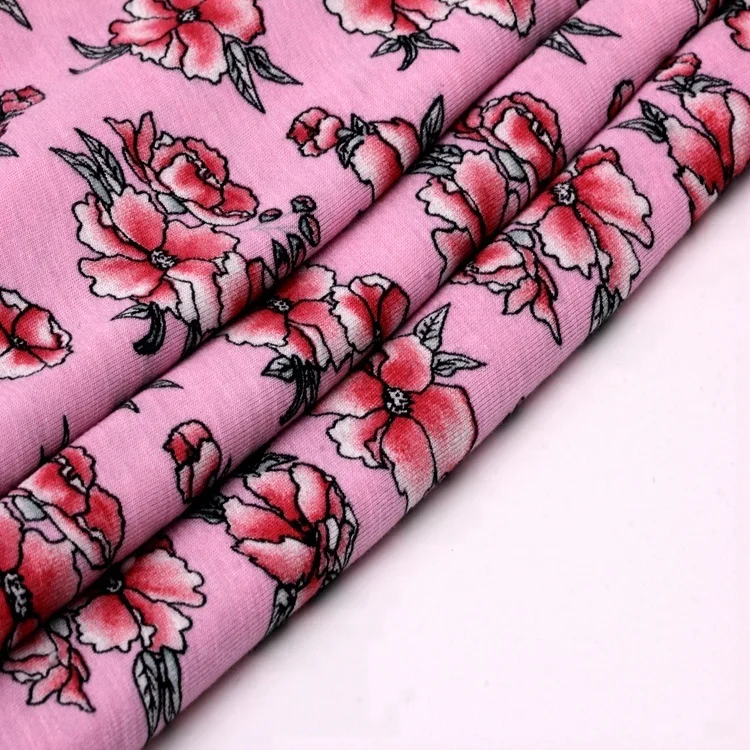 
2021 Hot sales 95% rayon 5%spandex viscose elastane printed single jersey fabric 