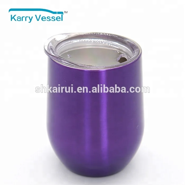 2020 Hot Stainless Steel Stemless Wine Tumbler Tumbler Cups for Coffee Double Wall Vacuum Insulated Travel with Lid, 12 Oz Mugs