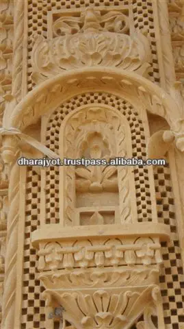 
 Мятно-желтый песчаник цветочный дизайн Jharokha  