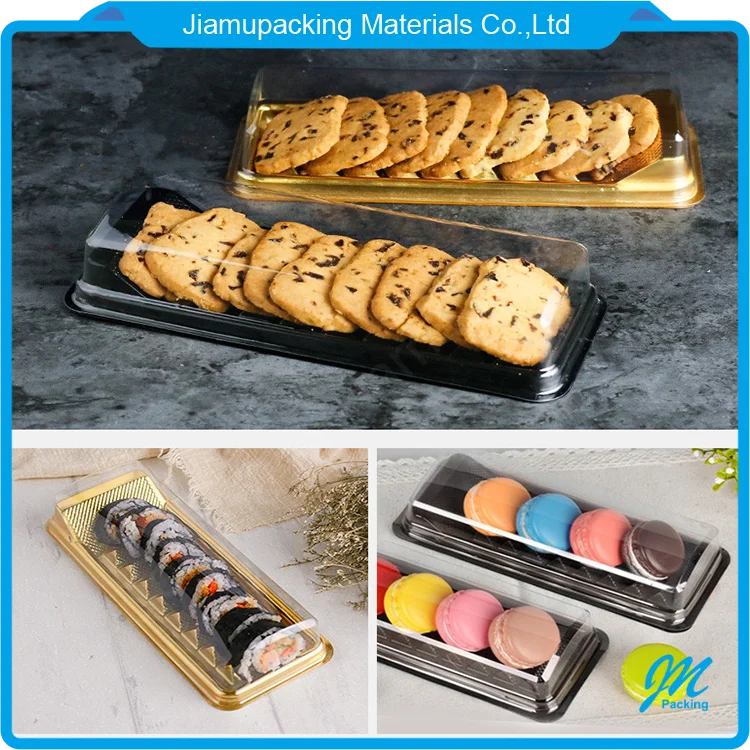 Hot sale rectangular clear plastic food tray box for cookie