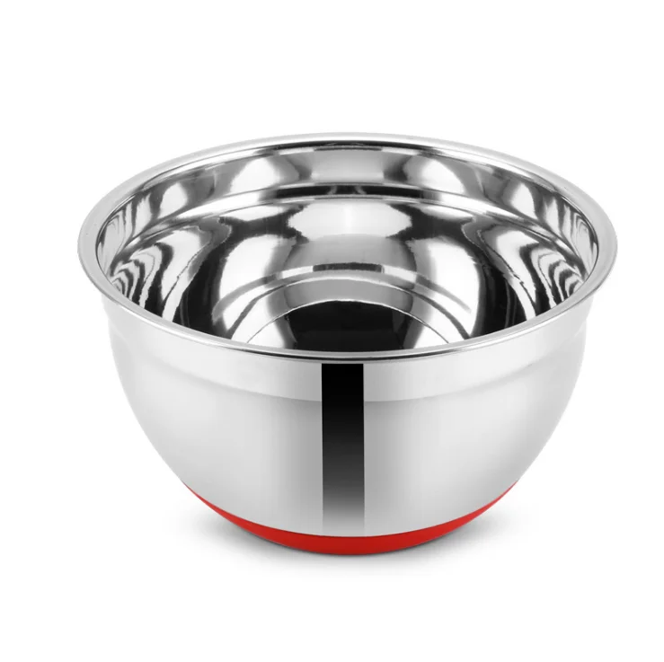 
China wholesale stainless steel basin with silicone lids and measurement lines with plastic cover fruit salad mixing bowl set 