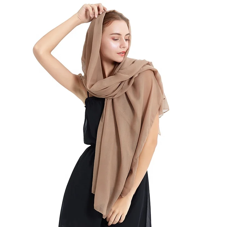Summer Islamic Scarves Solid Color Lightweight Shawls Maxi Hijab Women Plain Cotton Scarf Hijabs