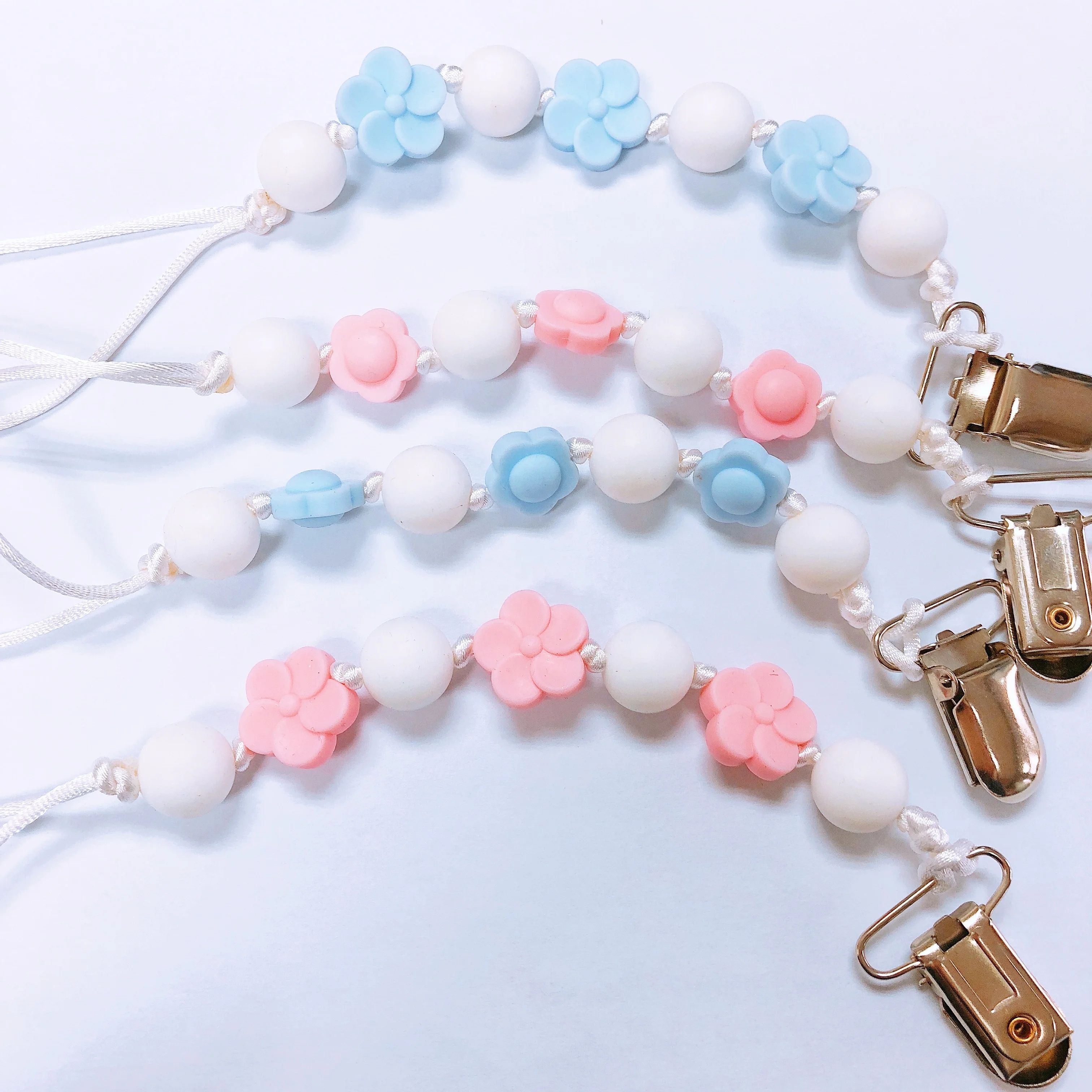 
Customize DIY Necklace Soft Silicone Beads Teether Holder Pacifier Clip Chain 
