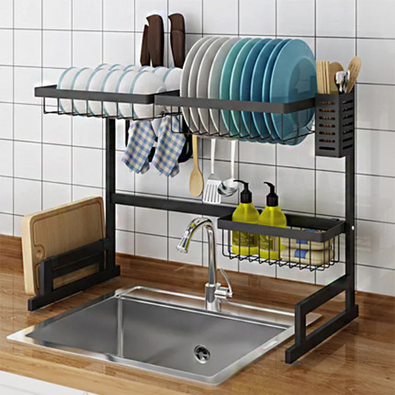 65cm 26inches Amazon Hot Sell High Quality Kitchen 2 Tier Stainless Steel Dish Draining Rack