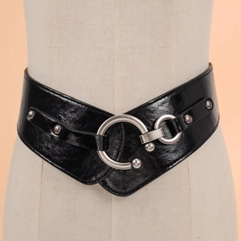 
2019 Fashion ladies dress wide belt leather woman elastic waist belt 
