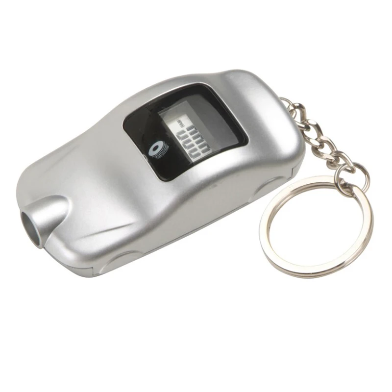Car Shape Design Key Chain Key Ring Mini LCD Digital Display Tire Gauge