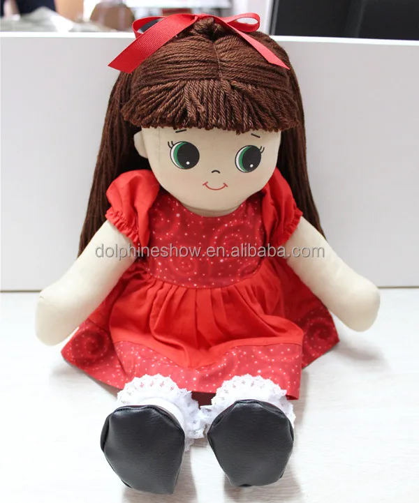 Beautiful Red Dress up Stuffed Plush Human Girl Baby Doll Toys Custom OEM Pretty Handmade Soft Plush Rag Doll