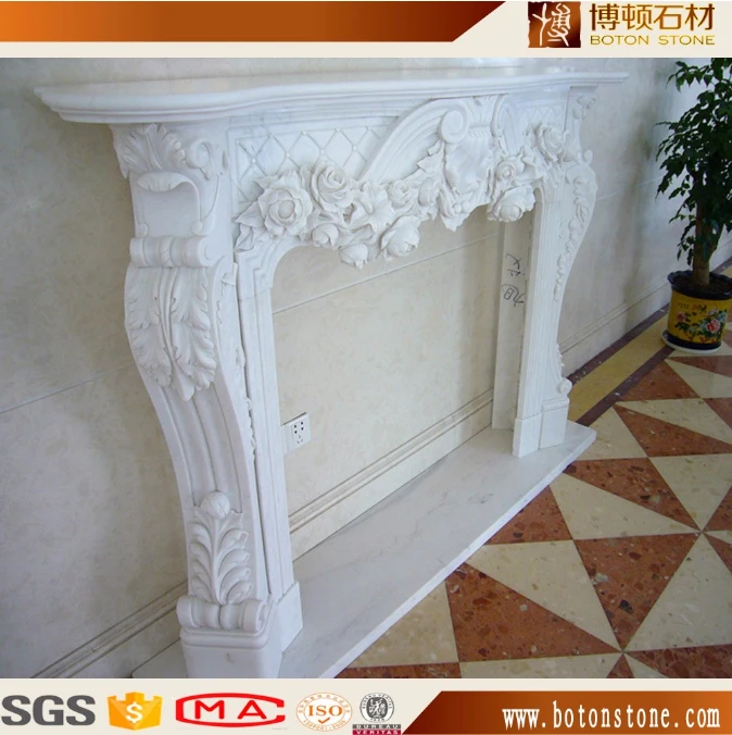Yunfu China marble bioethanol fireplace with flower pattern